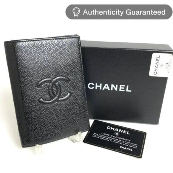 CHANEL Handbags - Authentic CHANEL CC Timeless Caviar Passport Holder Agenda Case Black Leather